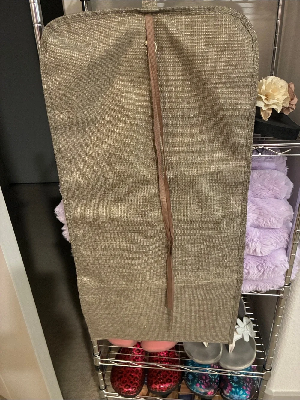 Charming Charlie Taupe Over-the-Door Jewelry Organizer 4 Clear Zip Pockets